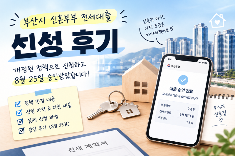 (부산시) 신혼부부 전세대출 후기｜3억 1천만 원 전세에 2억 승인, 금리 1.5%