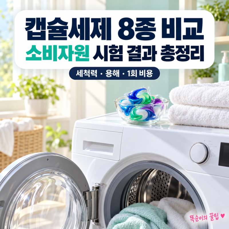 캡슐세제 추천 소비자원 비교 결과, 8종 세척력·찬물 용해 속도·1회 세탁 비용 6배 차이 총정....