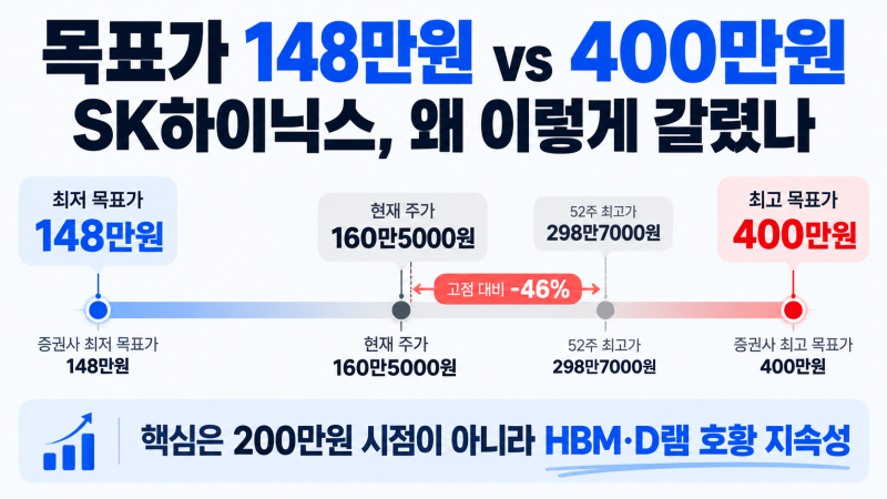 “목표가 148만원” vs “400만원”…SK하이닉스 전망 왜 이렇게 갈렸나