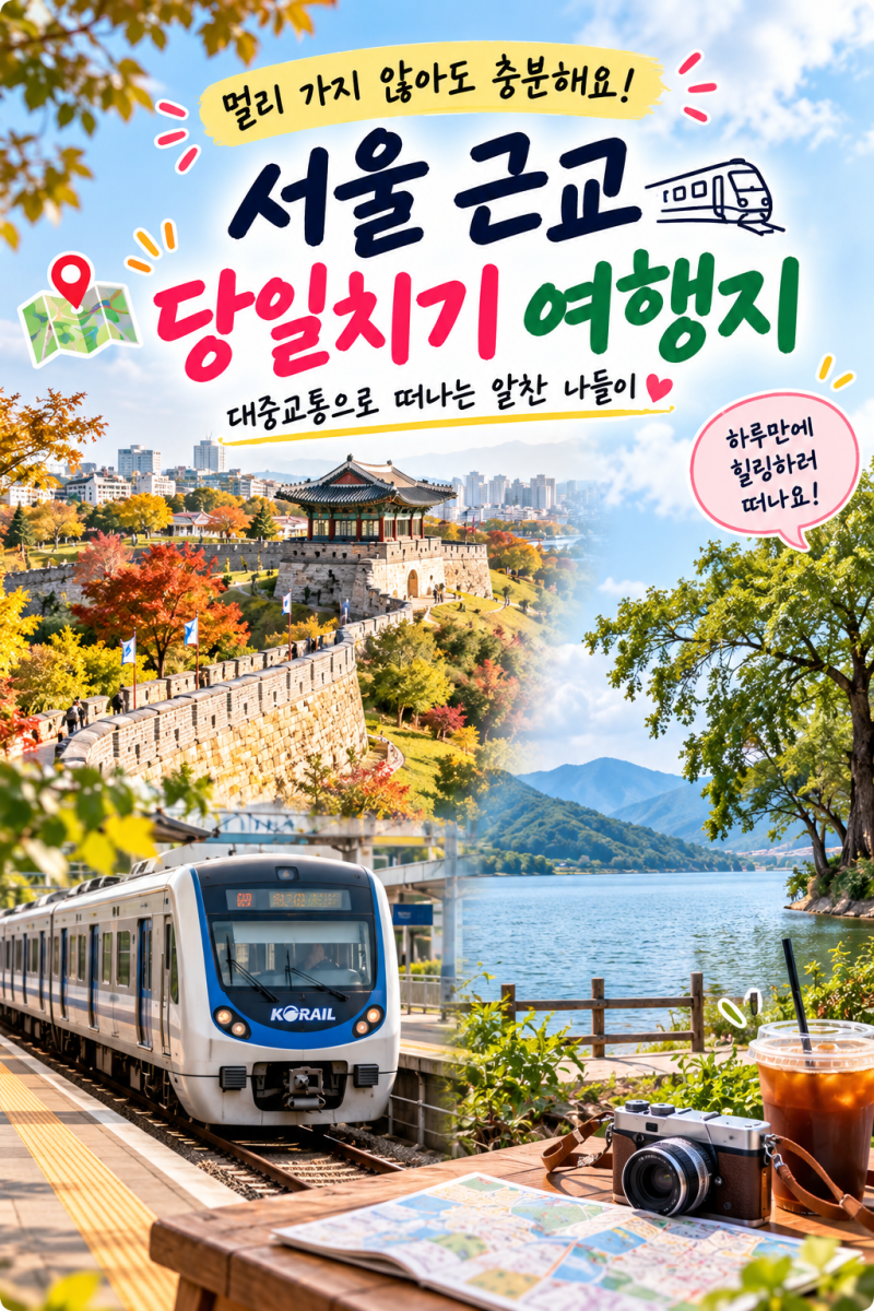 서울 근교 당일치기 여행지 BEST 7｜대중교통 이동시간·걷는 거리 비교