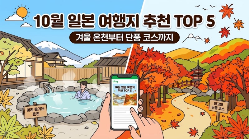 10월 일본 여행지 추천 TOP 5: 겨울 온천부터 단풍 코스까지