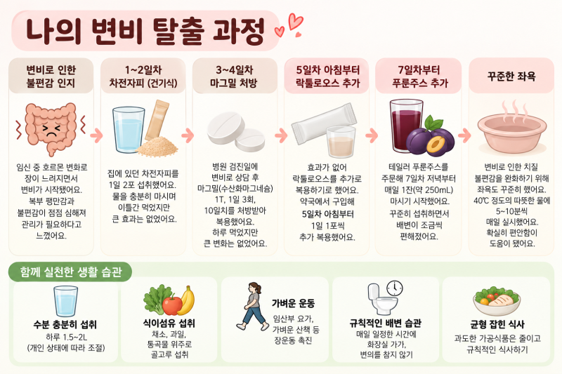 임산부 변비 해결기 | 마그밀, 락툴로오스, 차전자피, 테일러 푸룬주스까지