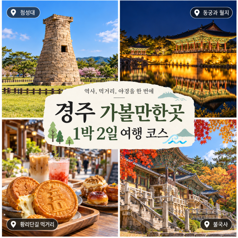 경주 가볼만한곳 7곳｜낮부터 야경까지 당일·1박 2일 여행 코스 추천