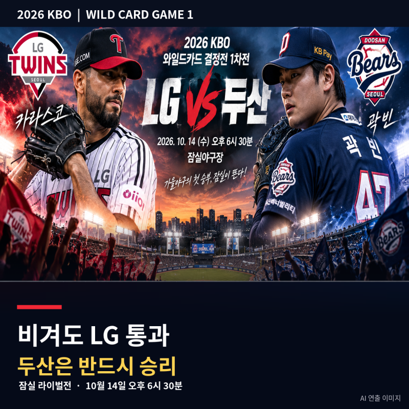 2026 와일드카드 1차전, 두산이 LG를 잡으면 잠실이 뒤집힌다! 선발·일정·관전포인트 총정리