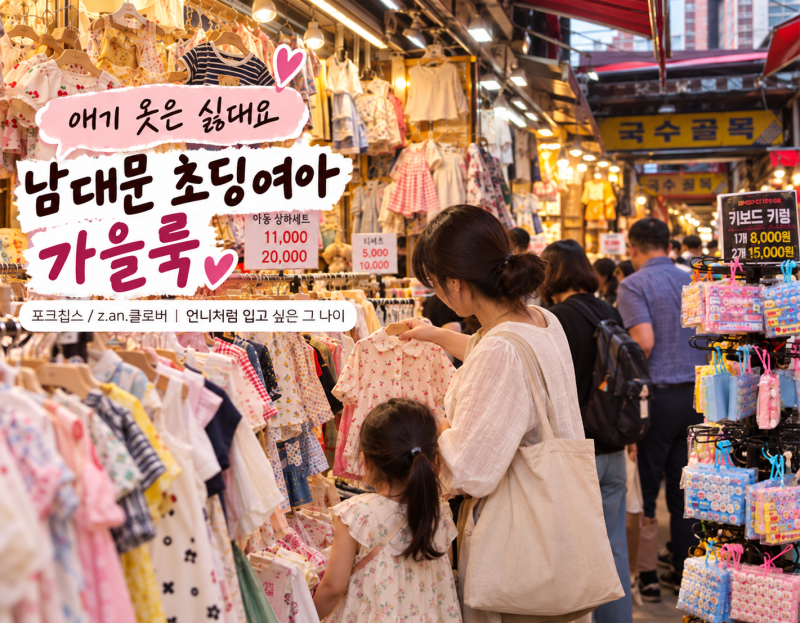 '애기 옷은 이제 싫대요' 남대문 아동복 한 끗 차이, 초딩여아 언니룩 코디 5가지