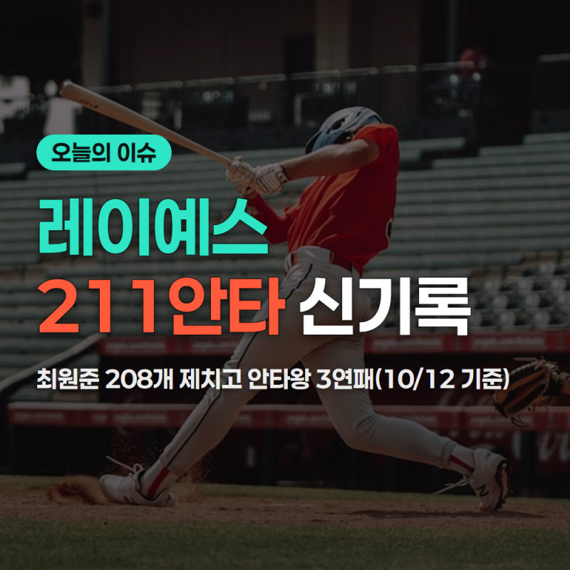 레이예스 최다안타 211개 핵심 수치 총정리(10/12 기준)