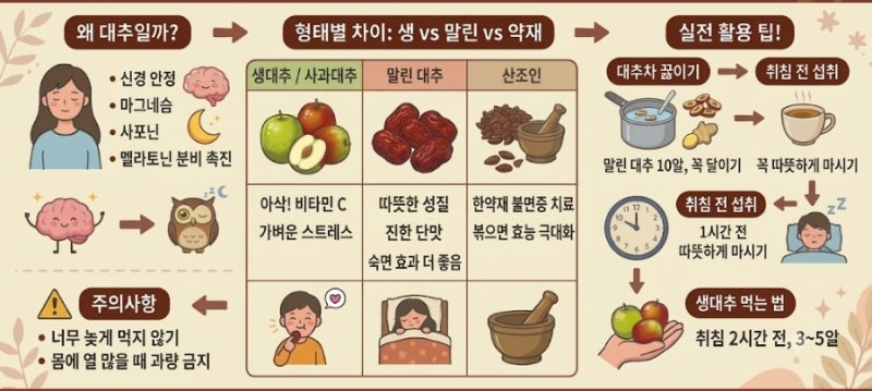 잠 안 올 때 먹는 대추 효능! 아삭한 사과대추부터 차·한약재 활용법까지 총정리