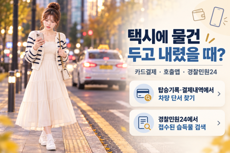 택시에 물건 두고 내렸을 때? 카드결제·호출앱·경찰민원24 분실물 찾는 방법