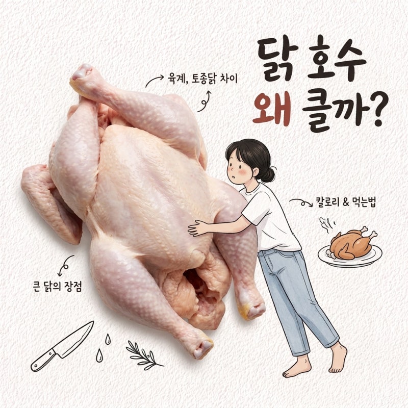 "삼계탕용인데 너무 컸어요" 생닭 호수별 크기 차이 토종닭 육계 구별 고르는법 칼로리 먹는....
