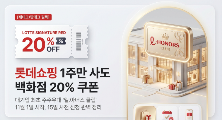 롯데쇼핑 1주만 사도 백화점 20% 쿠폰 — 11월 1일 시작, 15일 신청 방법 총정리