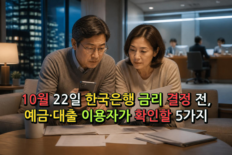 10월 22일 한국은행 금리 결정 전, 예금·대출 이용자가 확인할 5가지