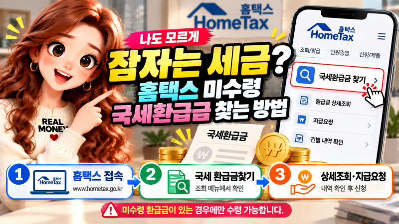 나도 모르게 잠자는 세금이? 홈택스에서 미수령 환급금 확인하는 방법