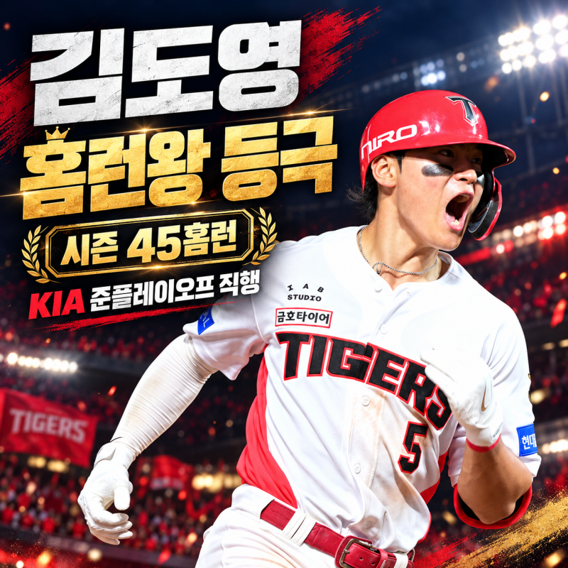 김도영 홈런왕 등극, 45호 홈런으로 KIA 준플레이오프 직행
