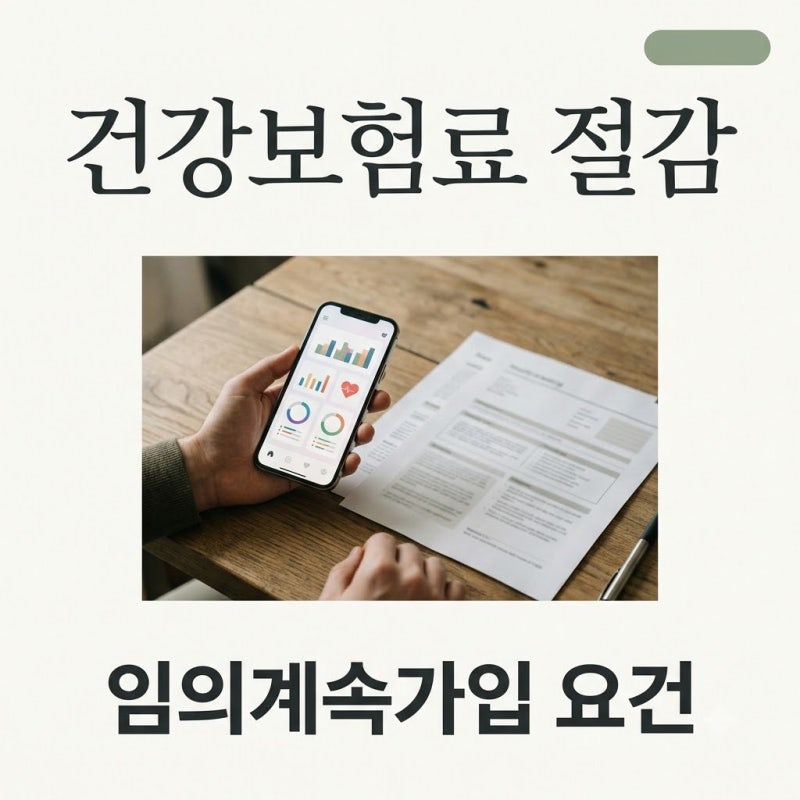 건강보험 임의계속가입 신청 자격 및 보험료 절감 요건 정리