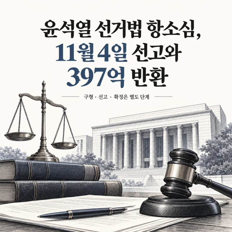 윤석열 선거법 항소심, 11월 4일 선고와 397억 반환