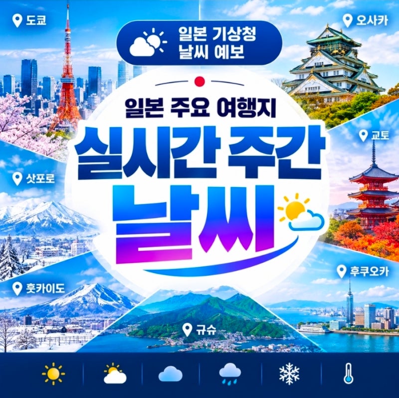 [일본 기상청 날씨 예보]일본 주요 여행지 도쿄, 오사카, 교토, 훗쿠오카, 규슈, 훗카이도, 삿....