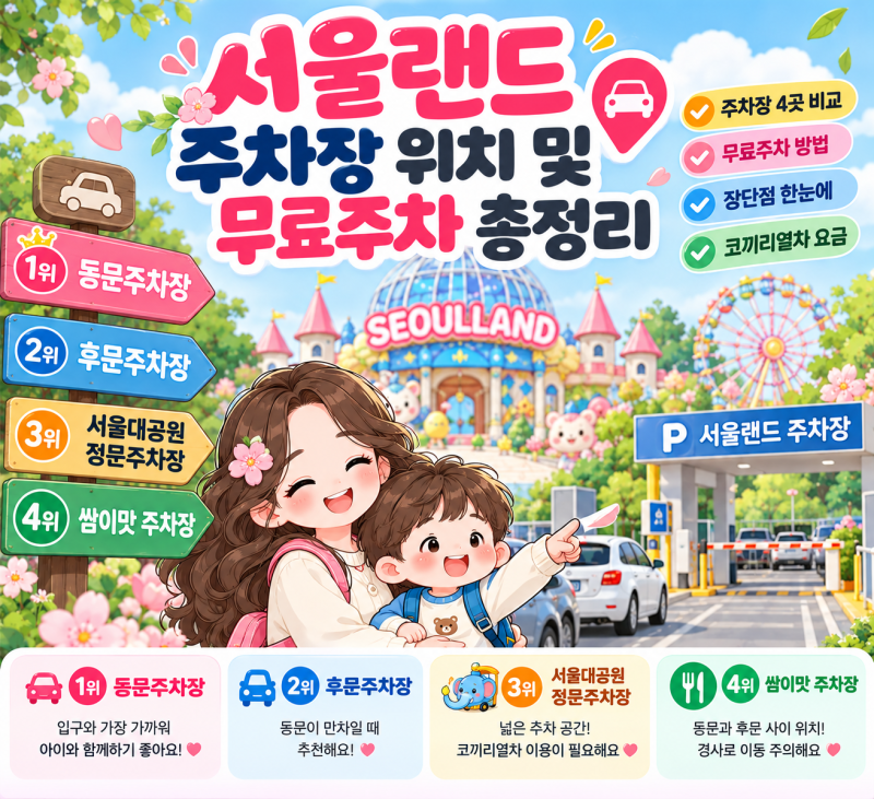 서울랜드 주차장 추천 TOP4｜무료주차 방법·주차요금·코끼리열차 가격 총정리