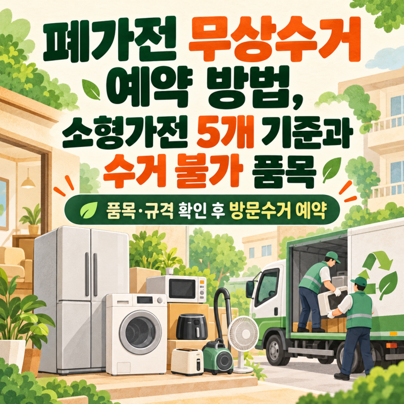 폐가전 무상수거 예약 방법, 소형가전 5개 기준과 수거 불가 품목