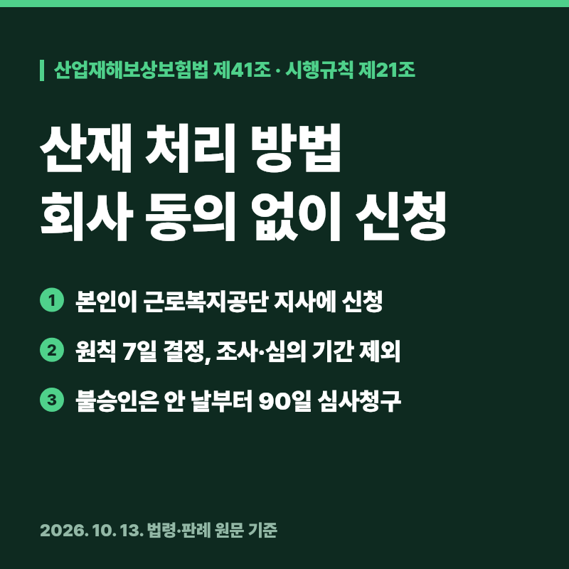 산재 처리 방법, 회사 동의 없이 근로복지공단에 신청하는 절차