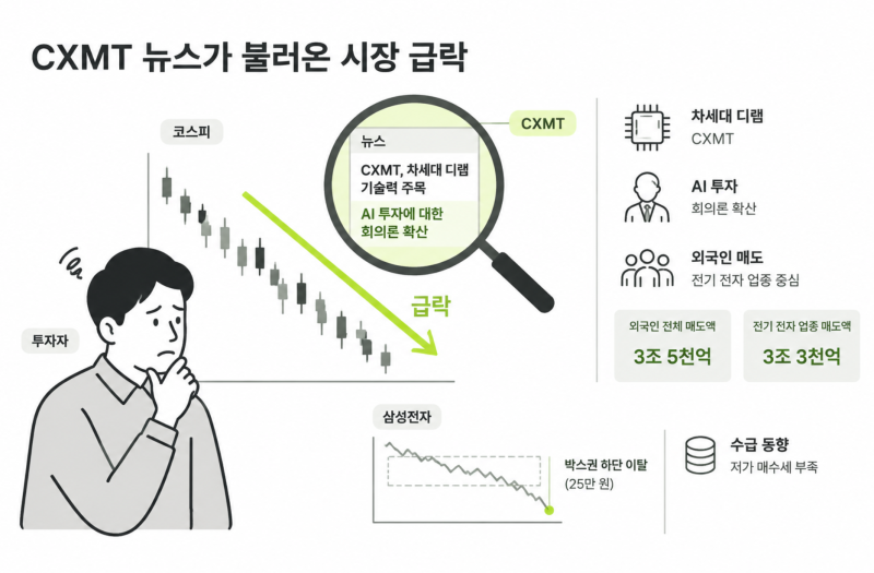 [Media] 코스피 급락 총정리: CXMT 4F² 뉴스는 양산이 아닌 '출시 예고', 문제는 비어 있던 수급이....