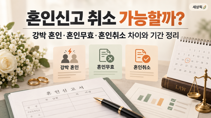 혼인신고 취소 가능할까? 강박 혼인·혼인무효·혼인취소 차이와 기간 정리
