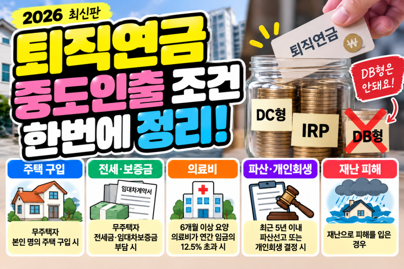 2026 퇴직연금 중도인출 조건 총정리｜DC형·IRP 가능 사유