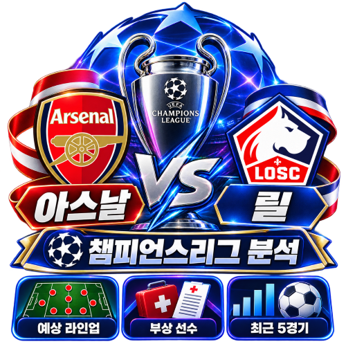 아스날 릴 10월 14일 챔피언스리그 분석｜예상 라인업·부상 선수·최근 5경기·승부 전망