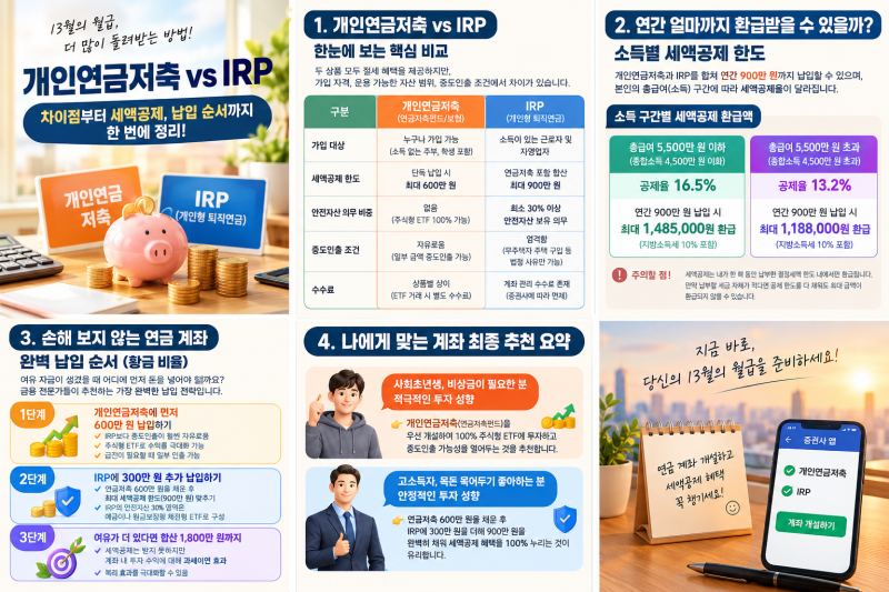 연말정산 세금 환급 폭탄? 개인연금저축과 IRP 차이 모르면 99만 원 손해!