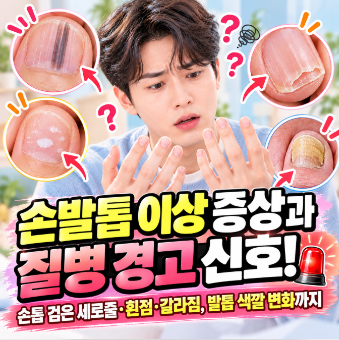 손톱 검은 세로줄·흰점·갈라짐, 발톱 색깔 변화까지! 손발톱 이상 증상과 질병 경고 신호