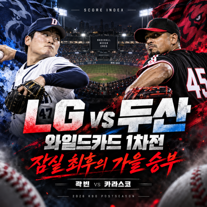 LG 두산 와일드카드 1차전 전망｜곽빈 vs 카라스코, 고우석 없는 LG의 운명은?