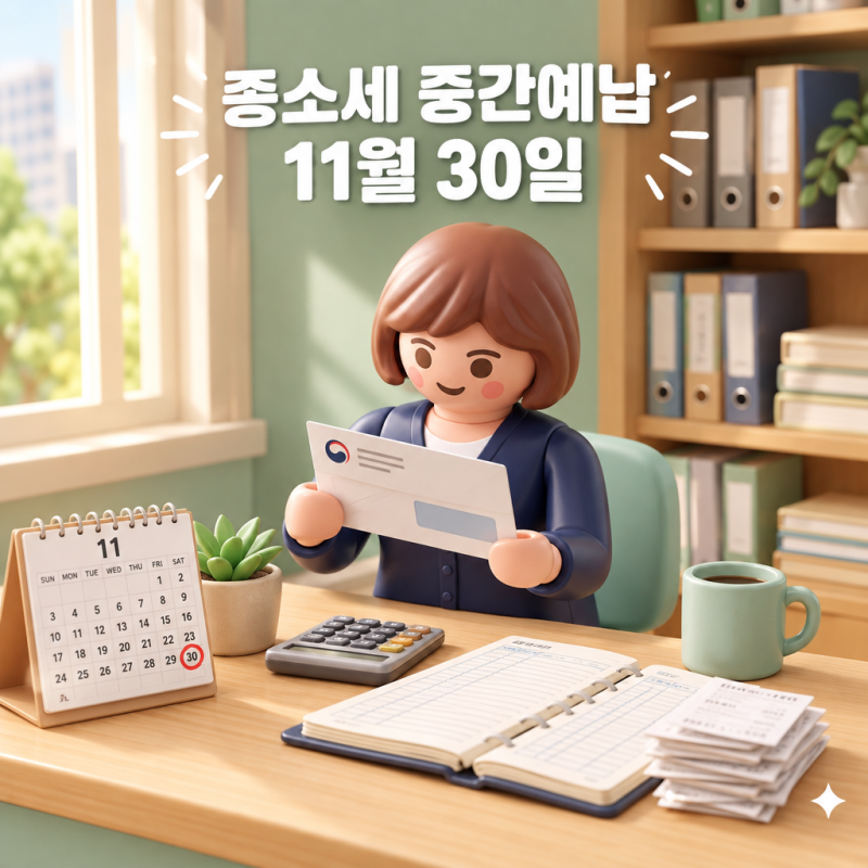 종합소득세 중간예납 11월 30일 마감, 개인사업자 경리가 고지서 받자마자 확인할 4가지