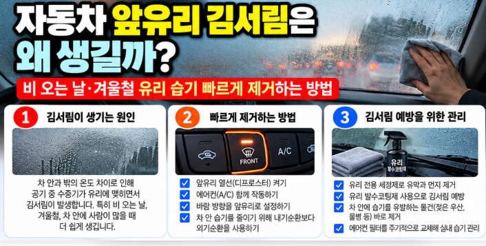 자동차 앞유리 김서림은 왜 생길까?｜비 오는 날·겨울철 유리 습기 빠르게 제거하는 방법
