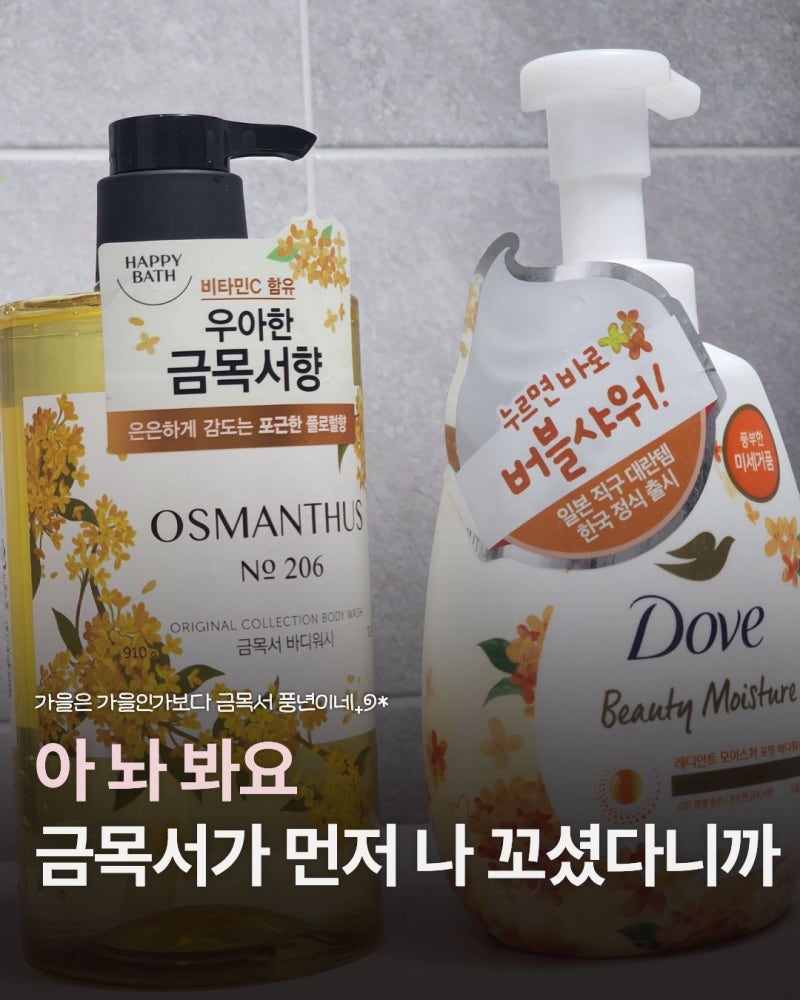 도브 vs 해피바스 금목서향 바디워시 비교｜향 덕후의 솔직 후기