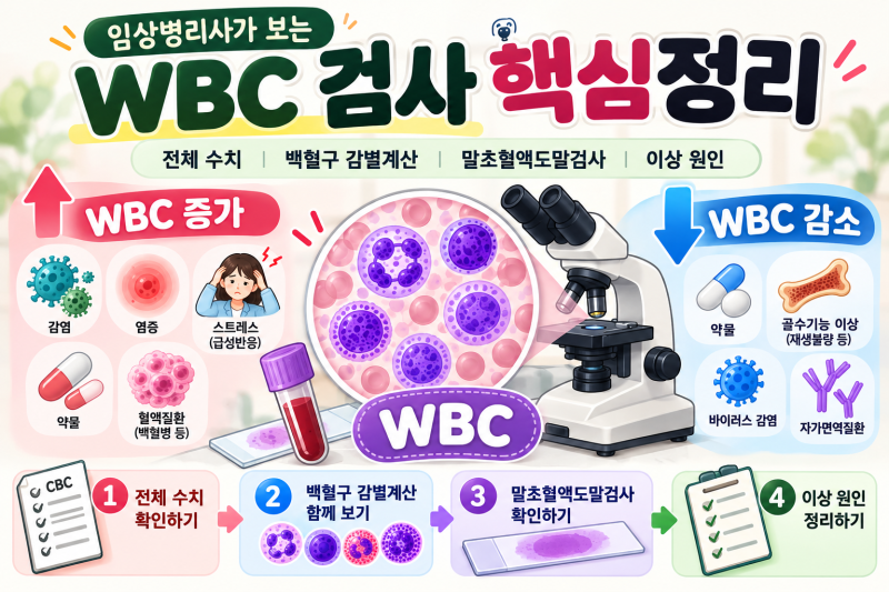 백혈구 수치가 높거나 낮다면?｜WBC 증가·감소 원인과 추가검사 쉽게 알아보기
