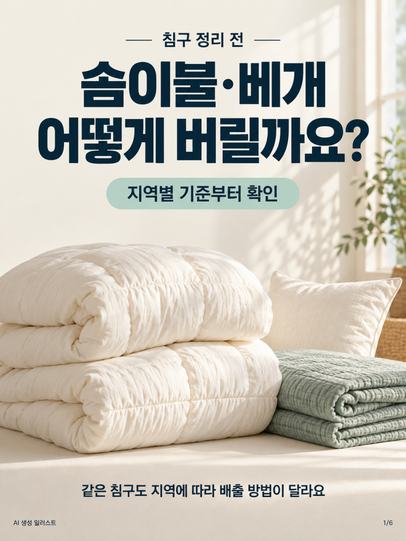 솜이불·베개 버리는 법｜종량제봉투·대형폐기물 지역별 기준