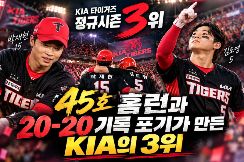 KIA의 극적인 3위, 김도영은 45호 홈런을 쳤고 박재현은 20-20을 포기했다