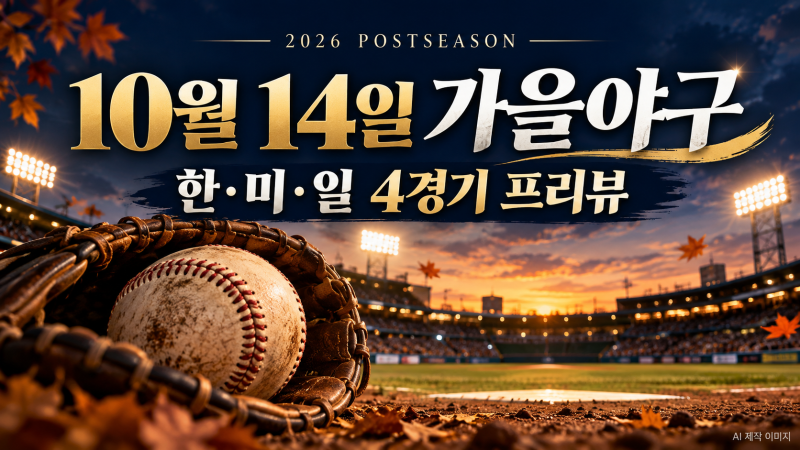 [10월 14일 야구 프리뷰]MLB·NPB·KBO까지, 가을야구 4경기 분석