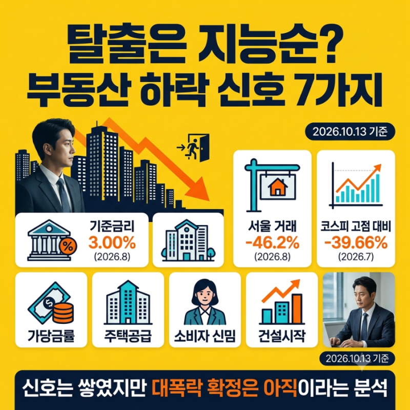 "탈출은 지능순?" 부동산 하락 신호 7가지, 금리부터 주식장까지 3분 정리