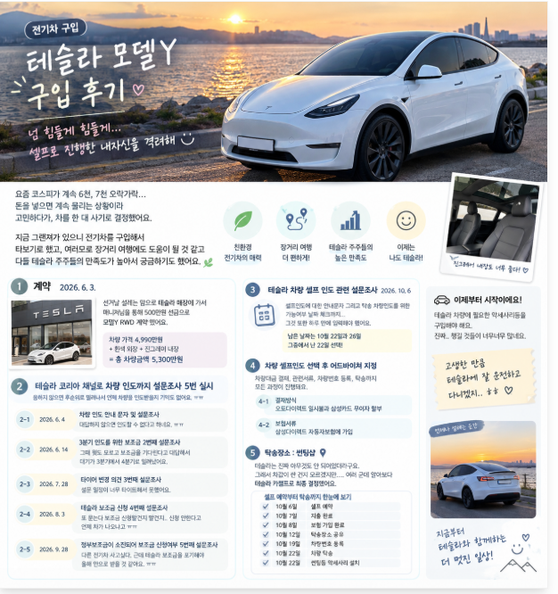 [ 첫 전기차 구입] 테슬라 모델Y 구입 후기- 넘 힘들게 힘들게...셀프로 진행한 내자신을 격려....