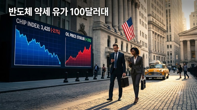 뉴욕증시 반도체 약세에 혼조 마감, 브렌트유 106달러와 이번 주 은행 실적 일정