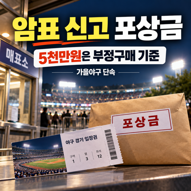 암표 신고 포상금 5천만원은 부정구매 기준｜가을야구 단속·처벌·계산