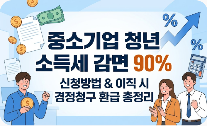 중소기업 청년 소득세 감면 90% 신청방법과 이직 시 경정청구 환급 총정리