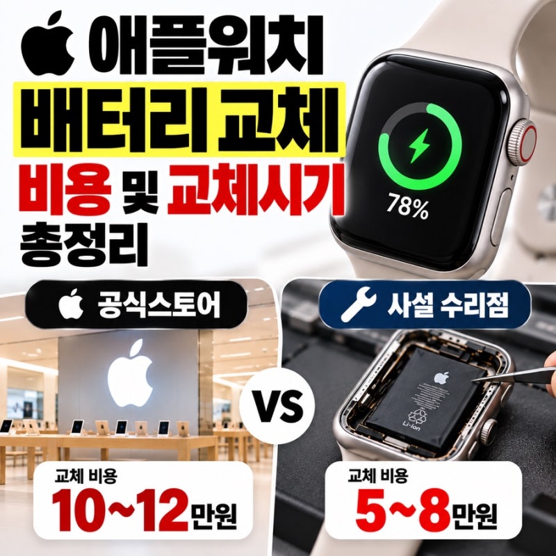 애플워치 공식 14.6만원 vs 사설, 배터리 교체 비용 및 교체시기 총정리