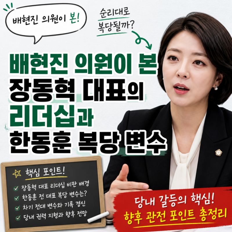 배현진 의원이 본 장동혁 대표의 리더십과 한동훈 복당 변수