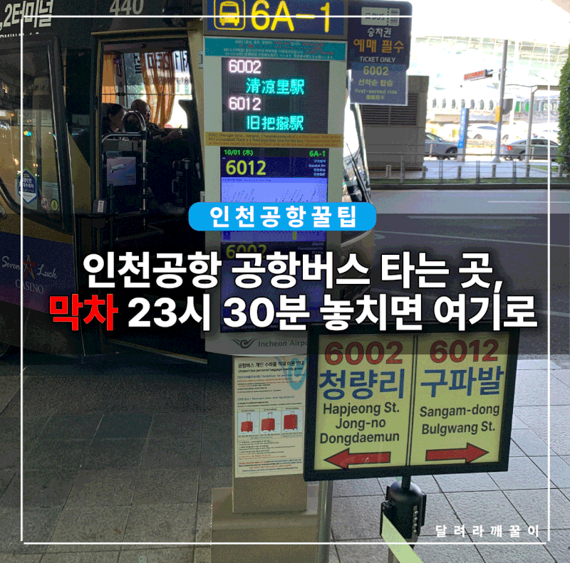 인천공항 공항버스 타는 곳, 막차 23시 30분 놓치면 여기로