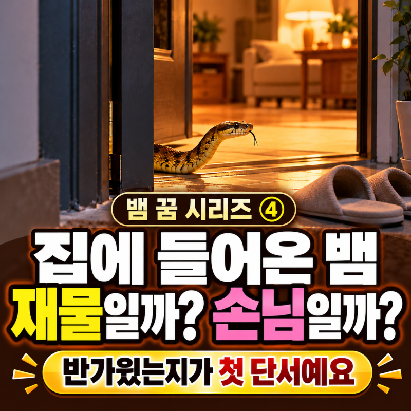 뱀이 집에 들어오는 꿈, 재물일까 낯선 손님일까