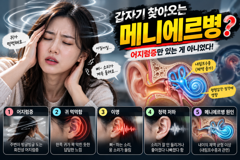 메니에르병, 단순 어지럼증인 줄 알았는데? 귀 먹먹함·이명까지 나타나는 이유와 증상, 치료....