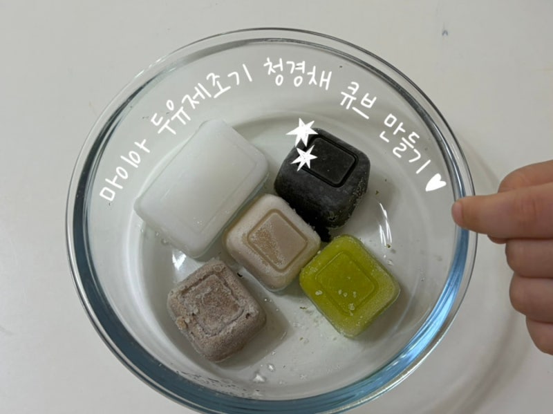 [이유식 기록] 마이아 두유제조기 초기 이유식 만들기 | 청경채 큐브 만들기
