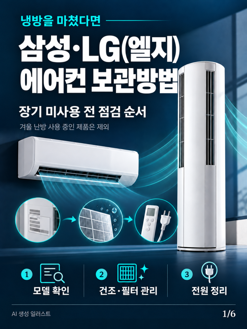 삼성·LG(엘지) 에어컨 보관 방법｜필터 청소·자동건조·전원 차단 순서