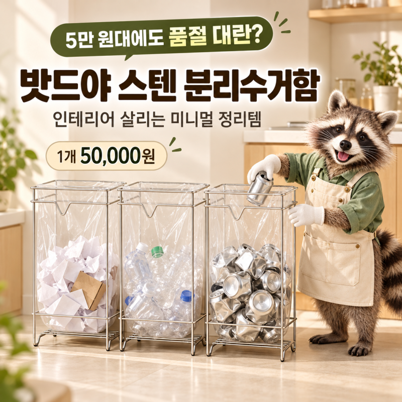 “5만 원대 가격에도 품절 대란?” 인테리어 살려주는 밧드야 스텐 분리수거함의 모든 것